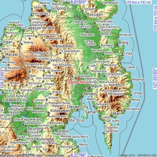 Topographic map of Santo Niño