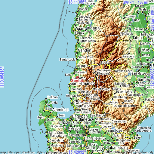 Topographic map of Santol