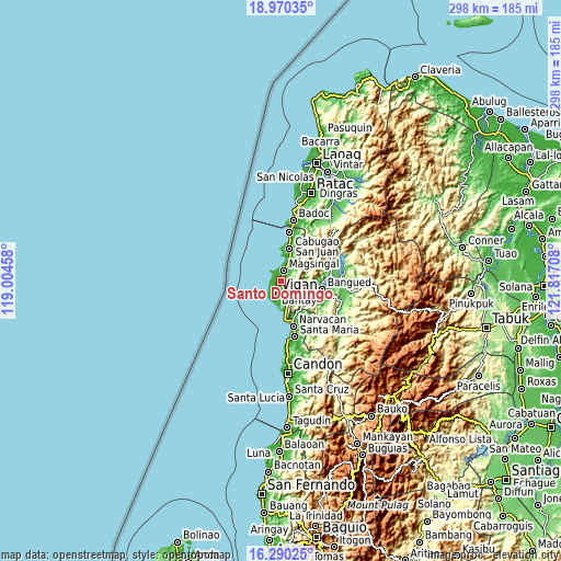 Topographic map of Santo Domingo