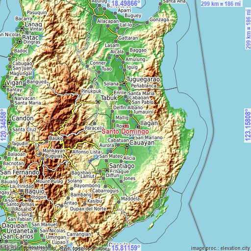 Topographic map of Santo Domingo