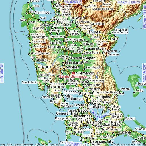 Topographic map of Santo Domingo