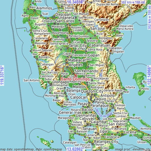 Topographic map of Santo Domingo