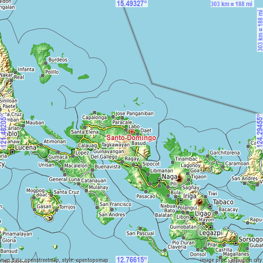 Topographic map of Santo Domingo