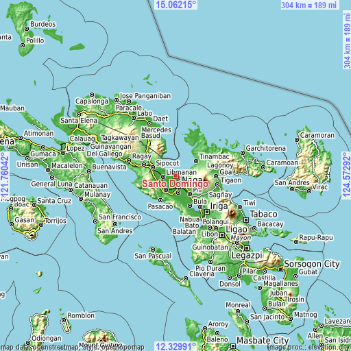 Topographic map of Santo Domingo