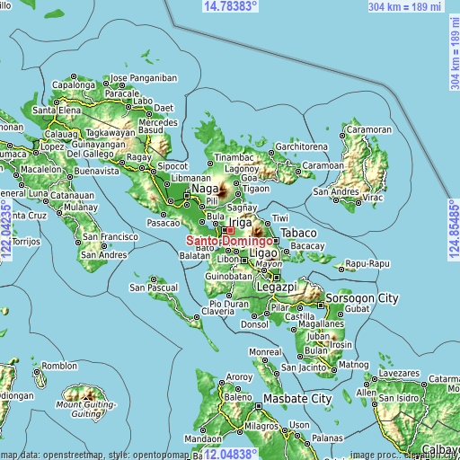 Topographic map of Santo Domingo