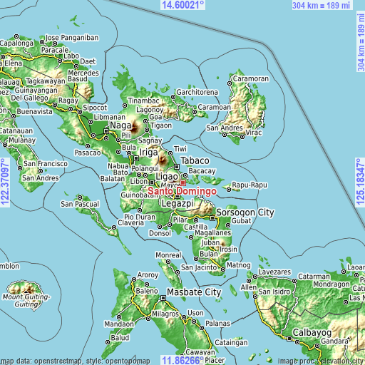 Topographic map of Santo Domingo