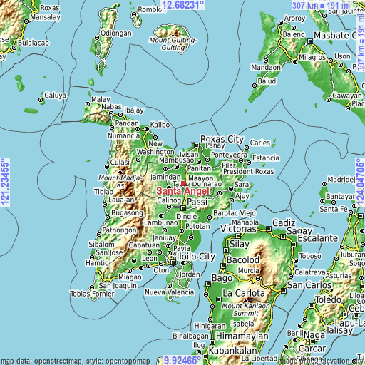 Topographic map of Santa Angel