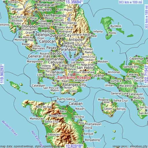 Topographic map of Santisimo Rosario