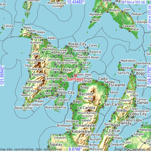 Topographic map of Santiago