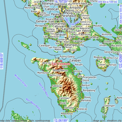 Topographic map of San Teodoro