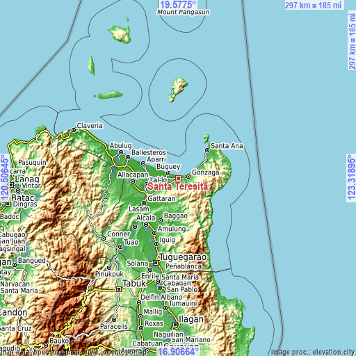 Topographic map of Santa Teresita