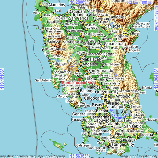 Topographic map of Santa Teresa First