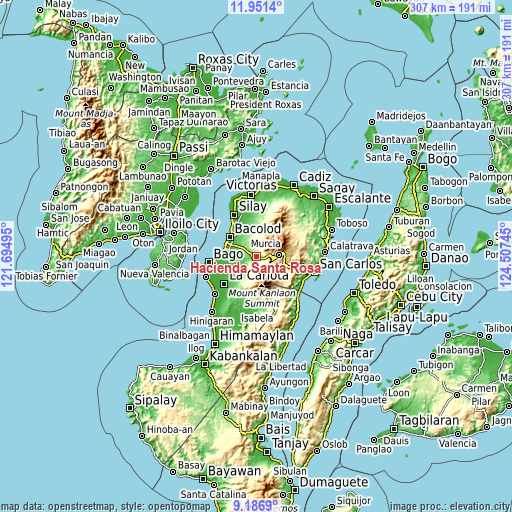 Topographic map of Hacienda Santa Rosa