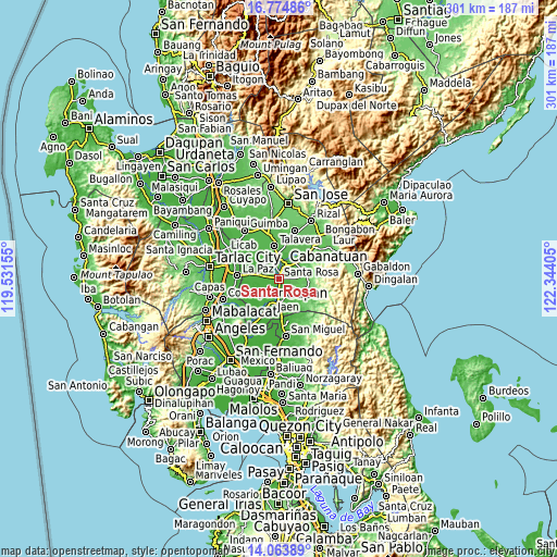 Topographic map of Santa Rosa