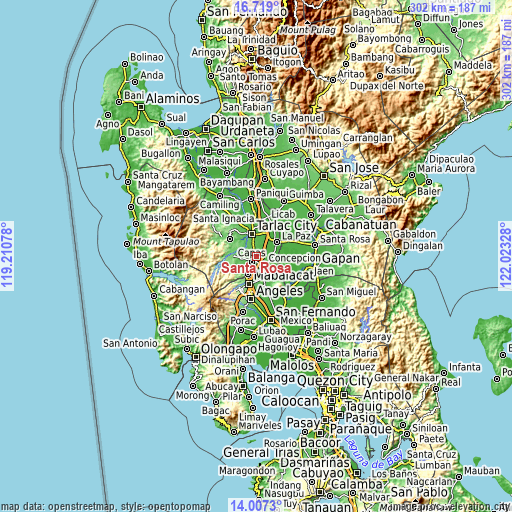 Topographic map of Santa Rosa