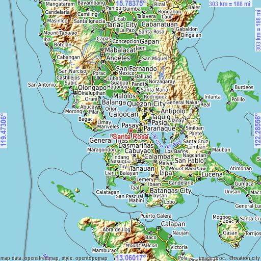 Topographic map of Santa Rosa