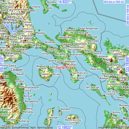 Topographic map of Santa Rosa