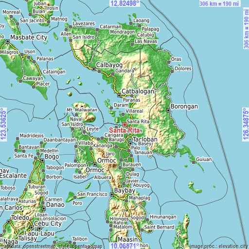 Topographic map of Santa Rita