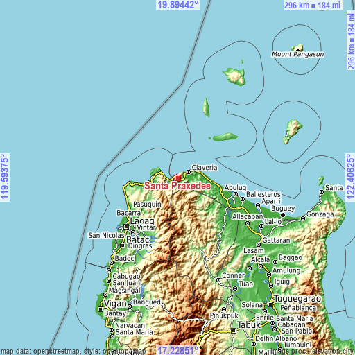 Topographic map of Santa Praxedes