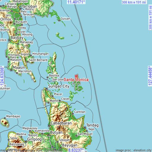 Topographic map of Santa Monica