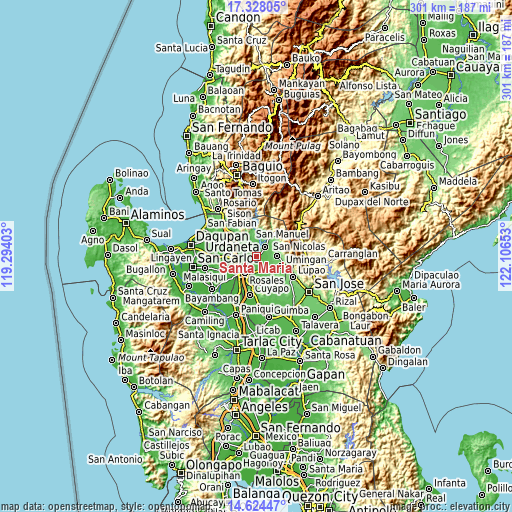 Topographic map of Santa Maria