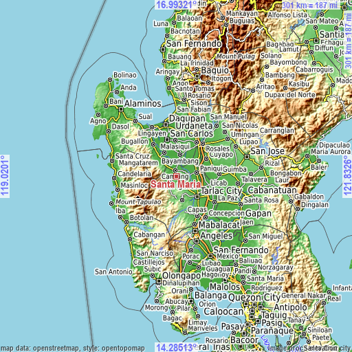 Topographic map of Santa Maria