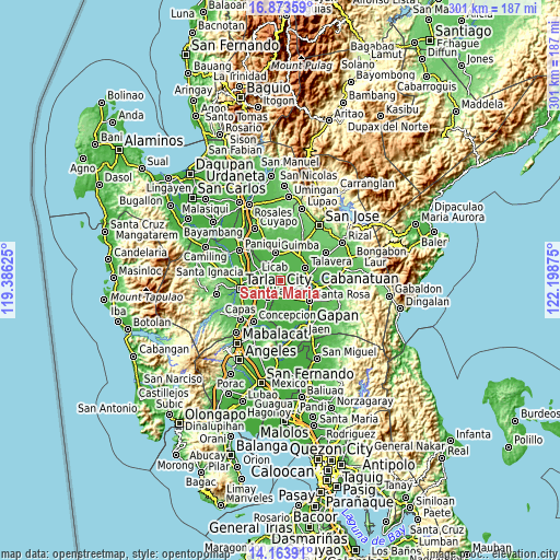 Topographic map of Santa Maria