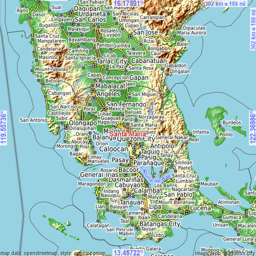 Topographic map of Santa Maria