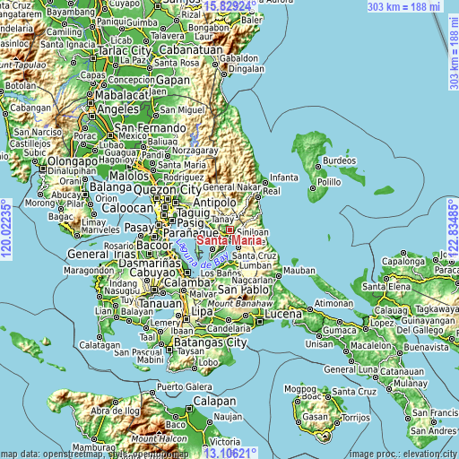 Topographic map of Santa Maria