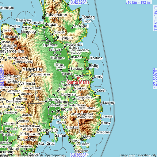 Topographic map of Santa Maria