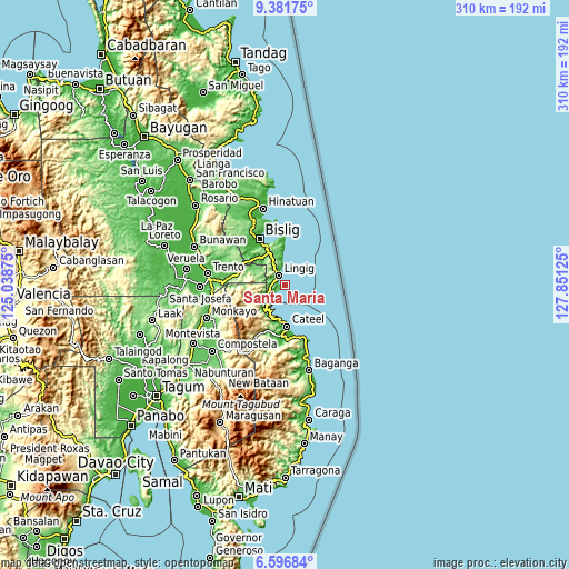 Topographic map of Santa Maria