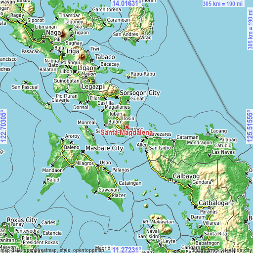 Topographic map of Santa Magdalena