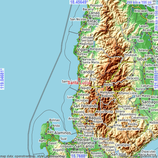 Topographic map of Santa Lucia