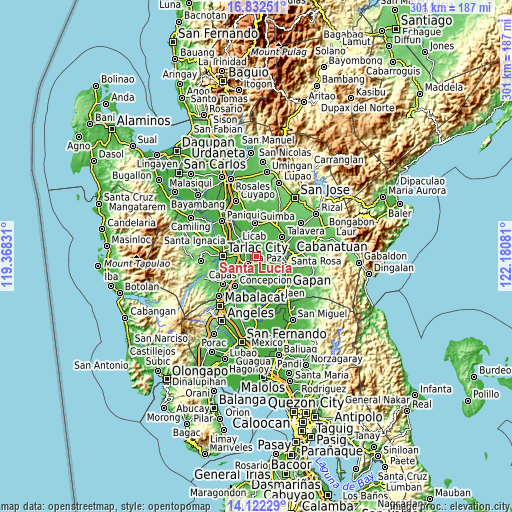 Topographic map of Santa Lucia