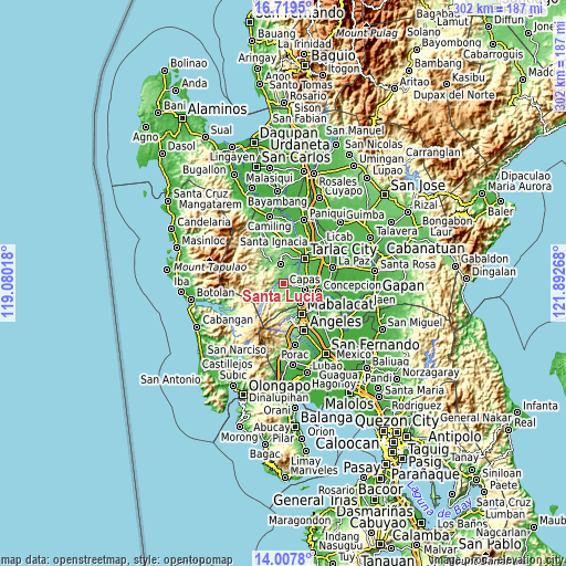 Topographic map of Santa Lucia