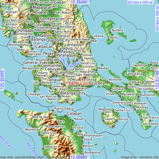 Topographic map of Santa Lucia