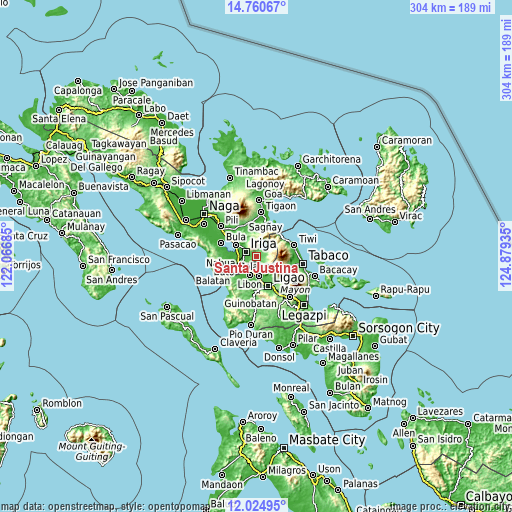 Topographic map of Santa Justina