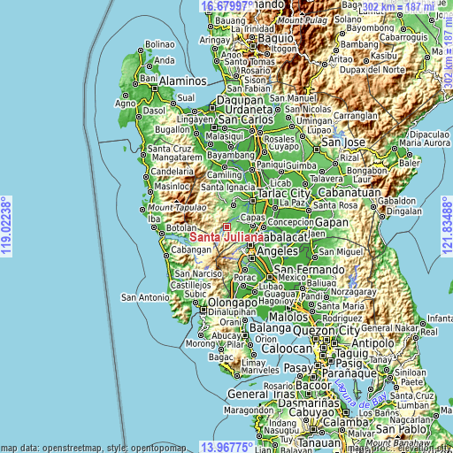 Topographic map of Santa Juliana