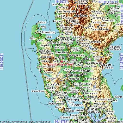 Topographic map of Santa Ines West