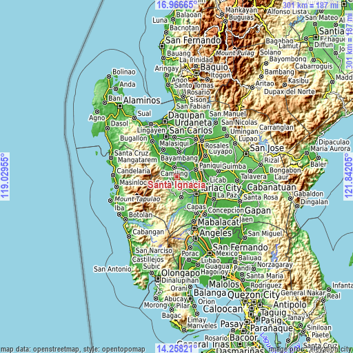 Topographic map of Santa Ignacia