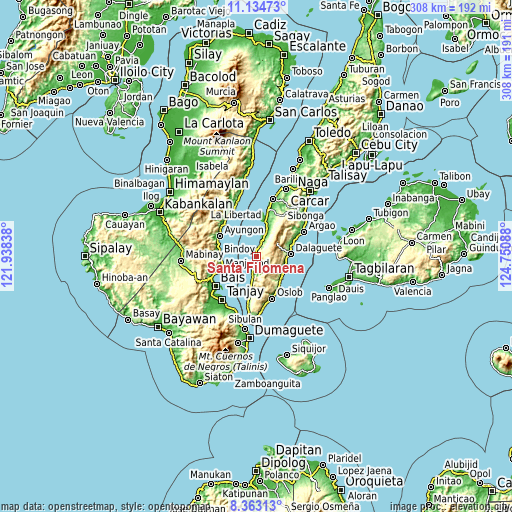 Topographic map of Santa Filomena