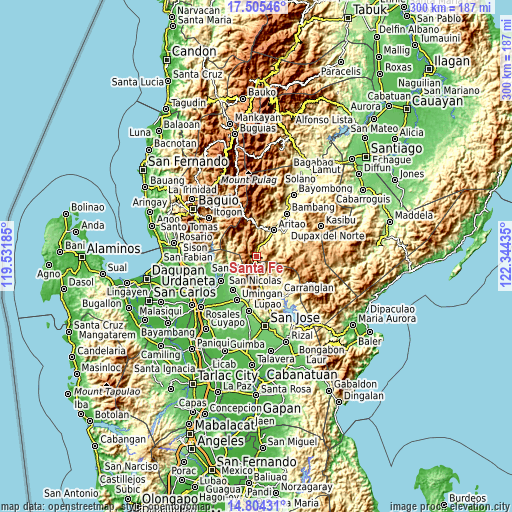 Topographic map of Santa Fe