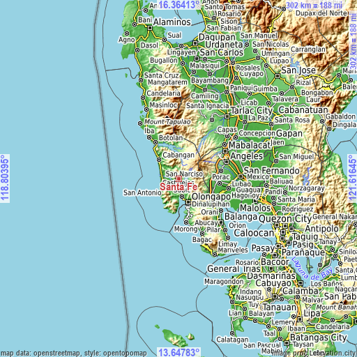 Topographic map of Santa Fe