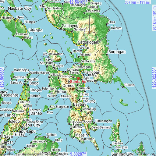 Topographic map of Santa Fe