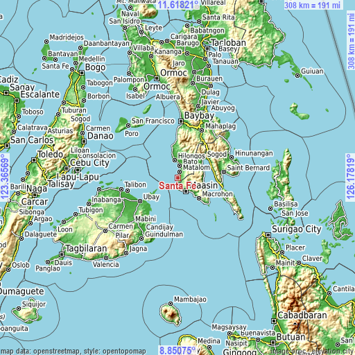 Topographic map of Santa Fe