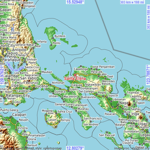 Topographic map of Santa Elena