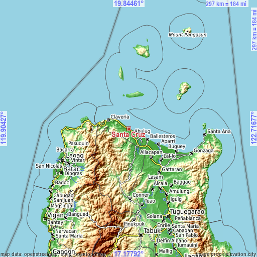 Topographic map of Santa Cruz