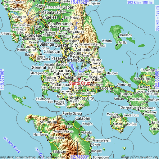 Topographic map of Santa Cruz