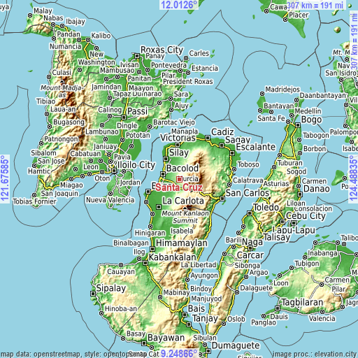 Topographic map of Santa Cruz