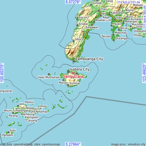 Topographic map of Santa Clara